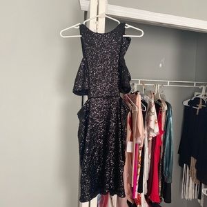 Express black cut out sequin dress